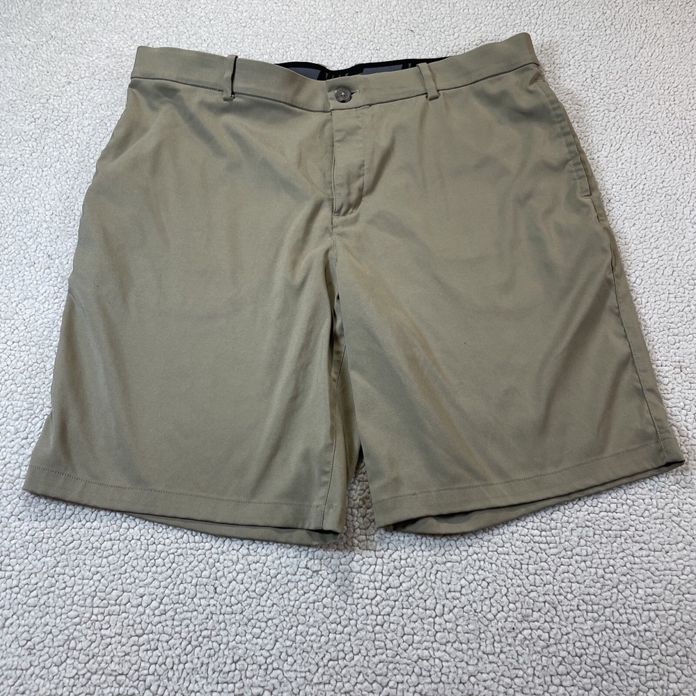 Nike Golf Shorts Mens 38 Tan Khaki Dri-FIT Standard Fit Flat Front Performance